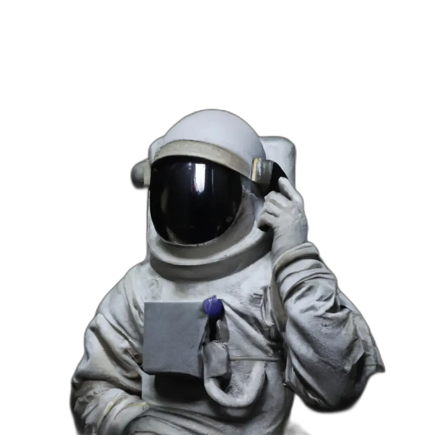 An astronaut is on phone
